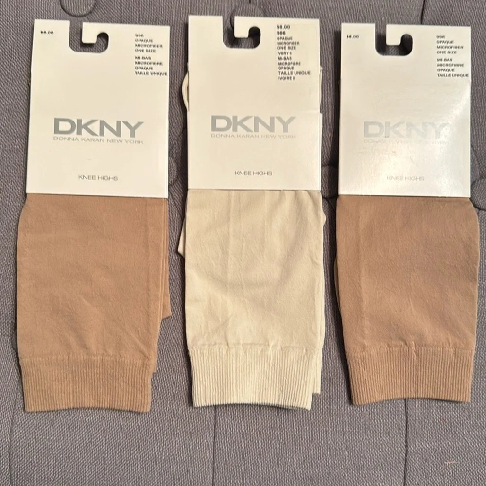 New with tags 3 pairs of DKNY knee highs one size
